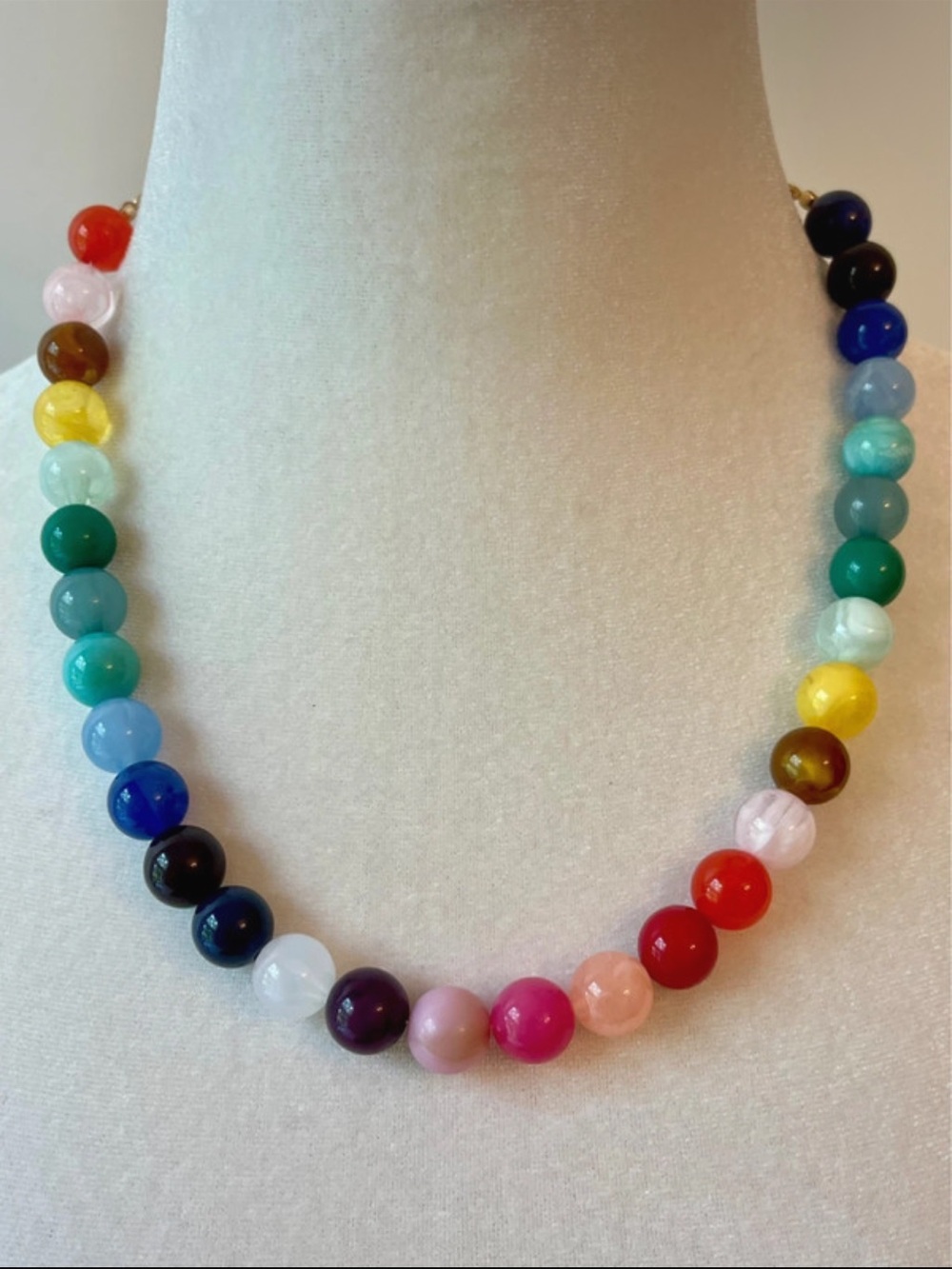 Rainbow Multicolor Chunky Beaded Statement Necklace - Vibrant Rainbow Gem Beads
